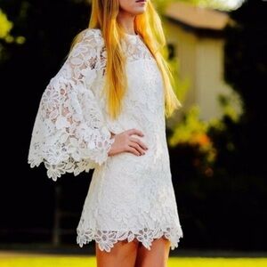 Alexis Carmel Lace Bell Sleeve Embroidered Dress
